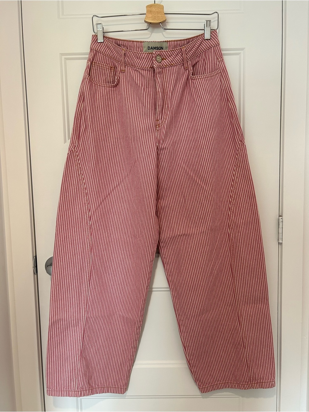 DAMSON MADDER STRIPED BARREL LEG JEANS SIZE 10 US/14 UK